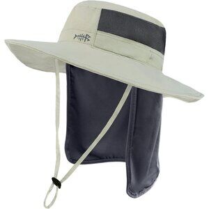 Unisex Pea Green 100% Nylon Shell Wide Brim Mesh Vent with Neck Flap Cowboy Hat